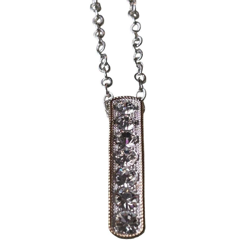 Montana Silversmiths Rhinestone Silver Rectangle Necklace Dressy Classy